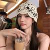 Bohemian Style Hollowed Out Beanie Cap Handmade Woven Cap Retro Crochet Flower Knitted Hat  Outdoor