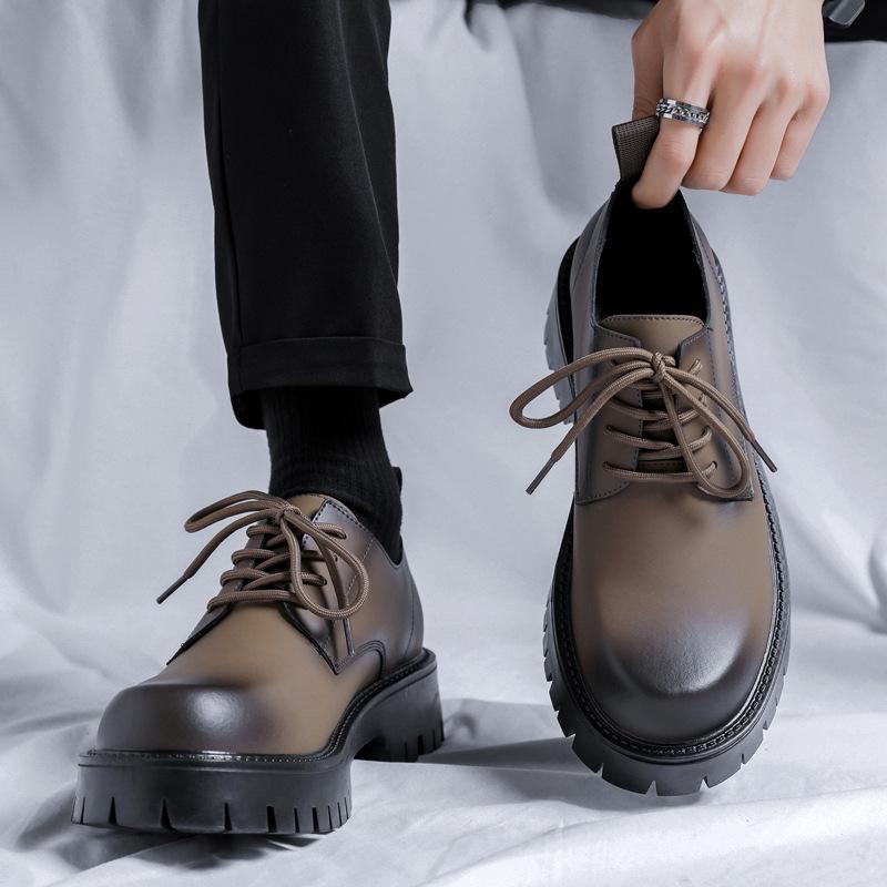 England style men fashion wedding party dress original leather shoes lace-up derby shoe breathable platform footwear gentleman