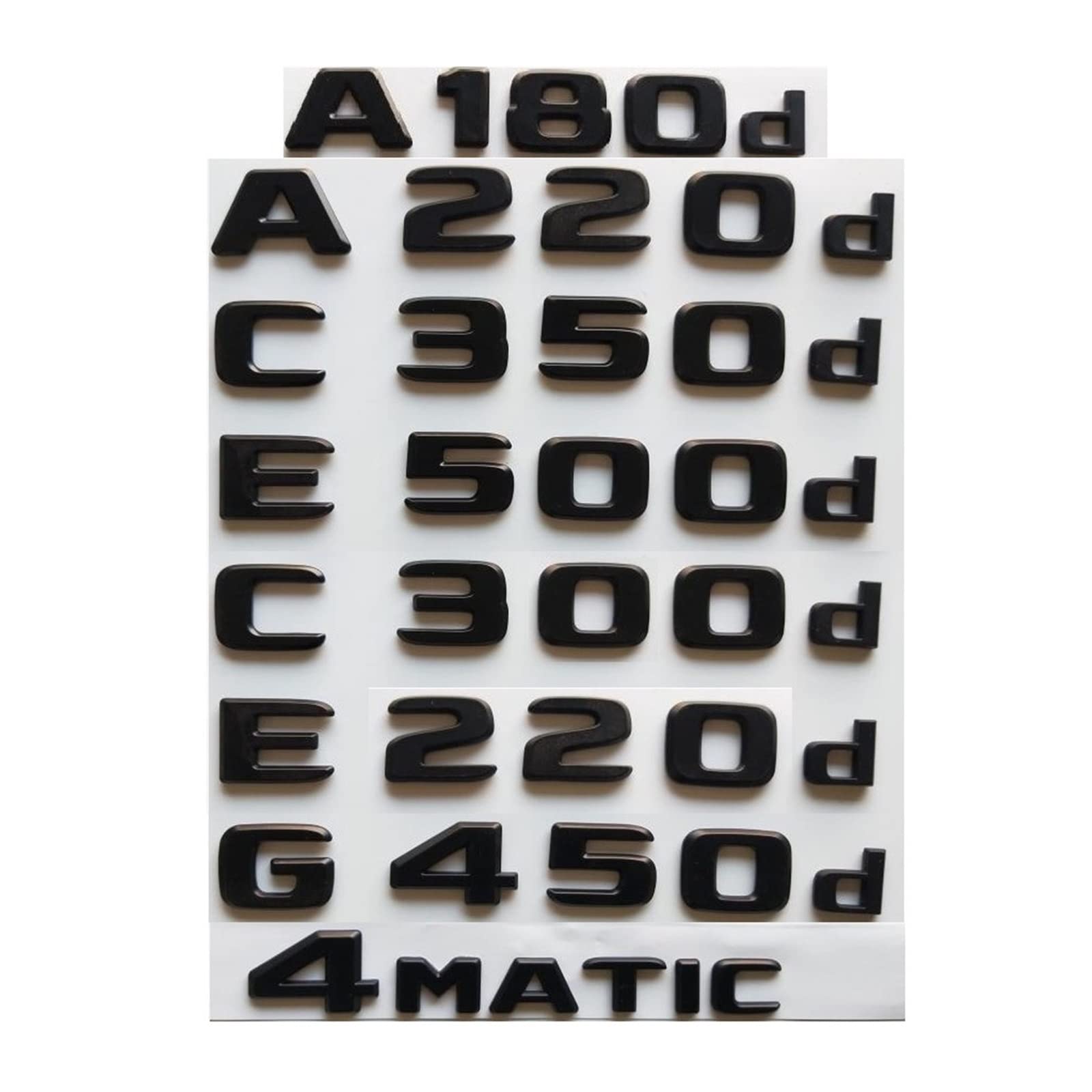 

MSEURO Black Badge Emblem Mercedes Benz A180D A220D C350D E500D C300D E220D G450D 4MATIC (Size : G450D) G450D чорний