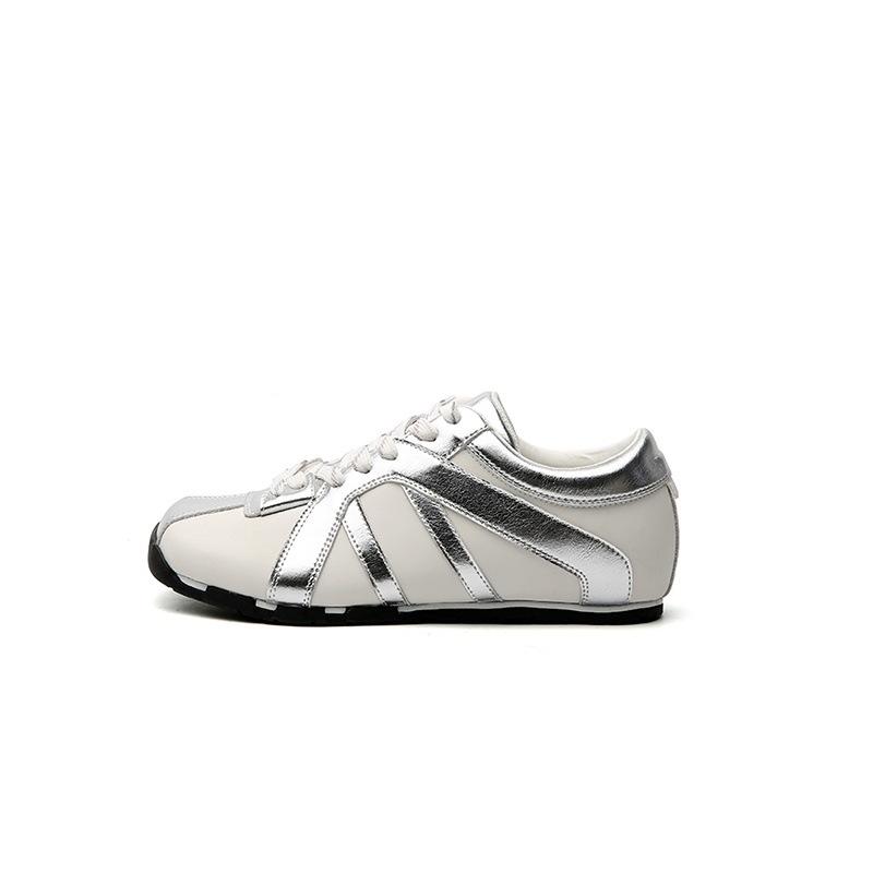 

Red contrasting color splicing inner height increasing zebra women s new retro square head casual sports shoes 40 серебряный