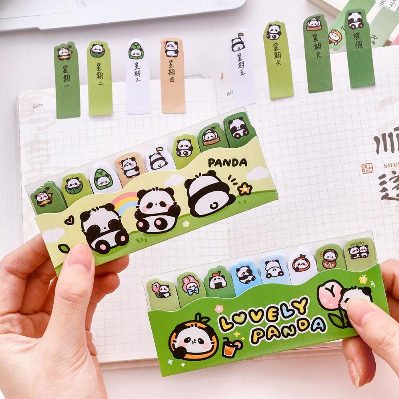 Gift Cartoon Panda Standing in Line Notes Students can peel and stick N times with cute messages and index stickers