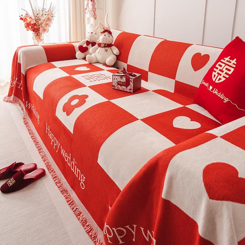 

Красное синельное диванное полотенце, универсальный универсальный пылезащитный чехол, тканевый чехол для дивана, не царапающий пылезащитный чехол 180*130cm