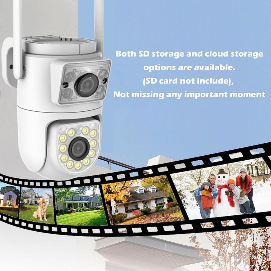 10MP Dual-Lens Wifi Camera Tuya PTZ Outdoor 4K Dual Screen Security Protection IP Cameras Color Night Vision Video Surveillance