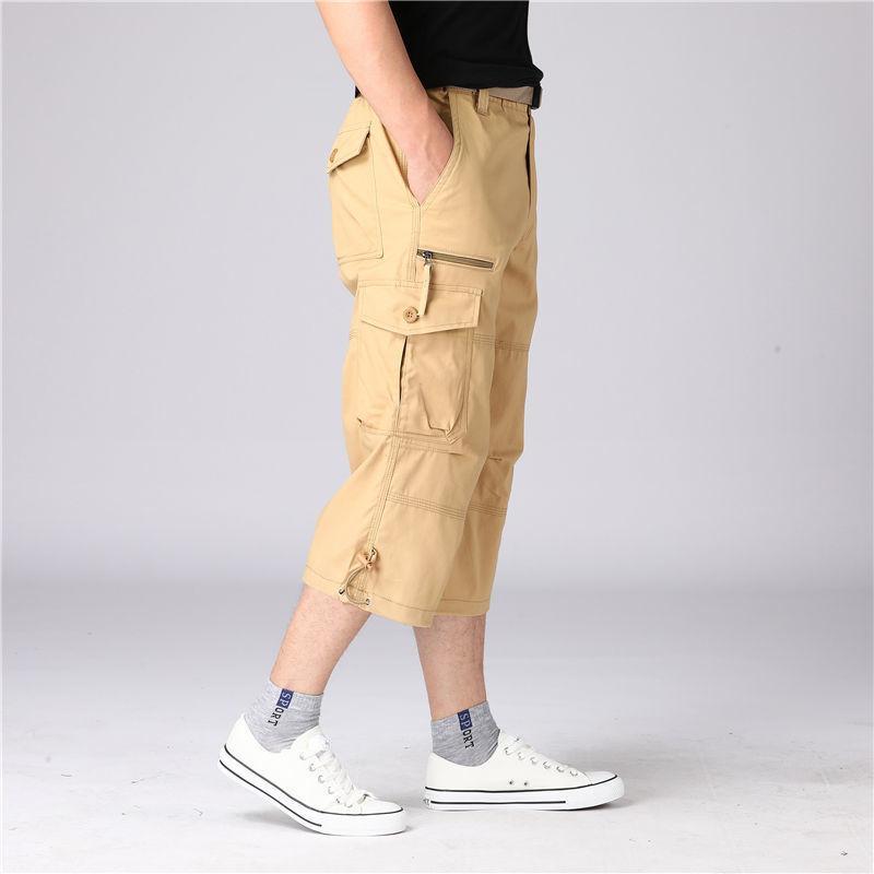 Men's Cargo Shorts Summer Loose Casual Pants Elastic Waist Large Size Outdoor Jogging Sweatpants Trend Multi Pockets Shorts