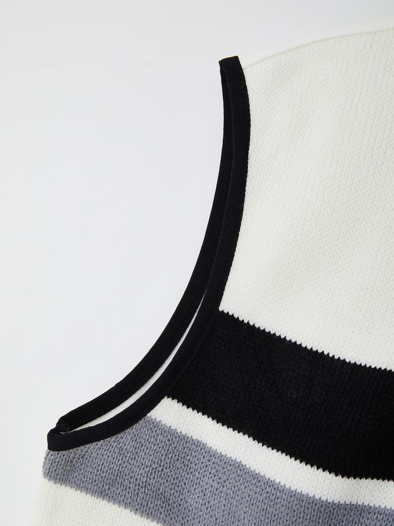 Ikalook Golf & Life Striped Zip-Up Knit Vest Cjp138