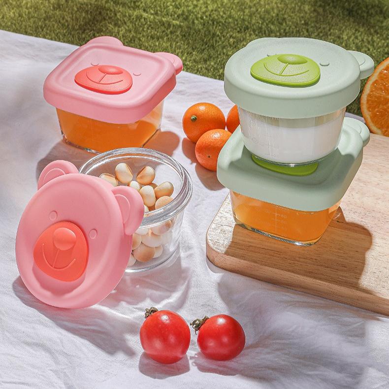 Baby's Complementary Food Bowl Glass Preservation Box Storage Steamable Egg Custard Dishes Tool for Infants Young Children
