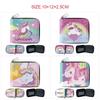 Unicorn Cartoon Coin Purse Cute Short Wallet for Kids Rainbow Pony Print Mini Pouch for Students Pink 1pcs