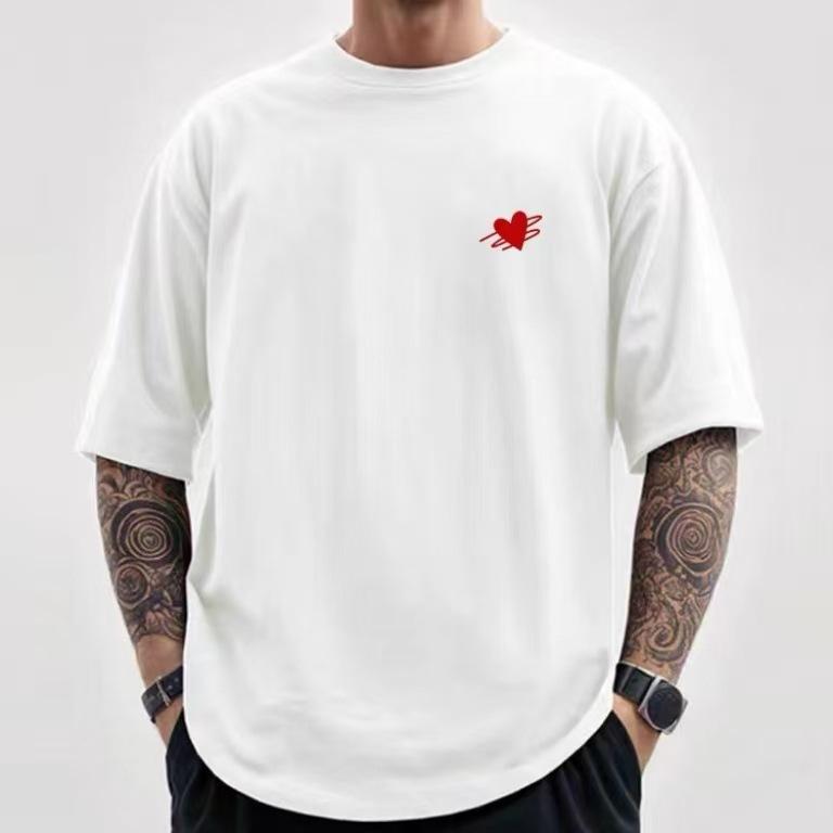 Men s Printed Comfort Top Fashion Versatile Short Sleeve Loose T-Shirts Mens 3XL белый 1550₽