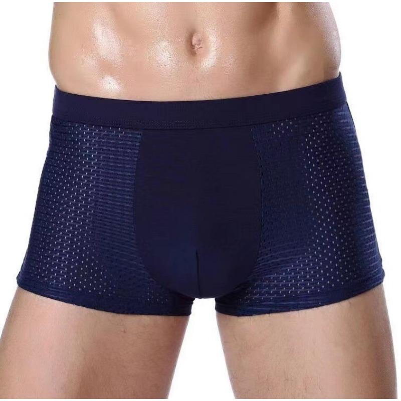 Men Sexy Boxers Underwear Underpants Blue Black L XL XXL 3XL Silky Cool Breathable Mesh Casual Sports Fashion Fitness Ventilate