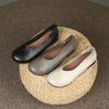 Fashion New Women's Flat Shoes Round Toe Genuine Leather Soft Sole Comfort Mid Aged Elderly Mother Shoes Fashion Casual Slip-on Loafers