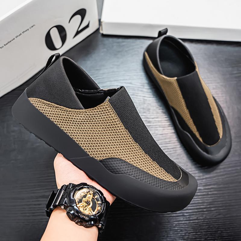 Fashion 2025 Spring New Men's Shoes Breathable Anti-Odor Mesh Face Shoes Non-Slip Sports Shoes Black Soft Bottom Dad Shoe