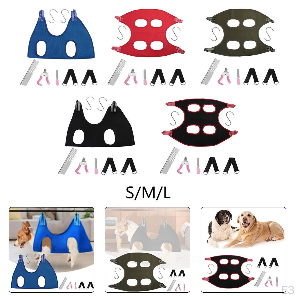 Breathable Dog Grooming Hammock Set, W/ Pliers files Restraint Bag ,Harness Helper Trimming