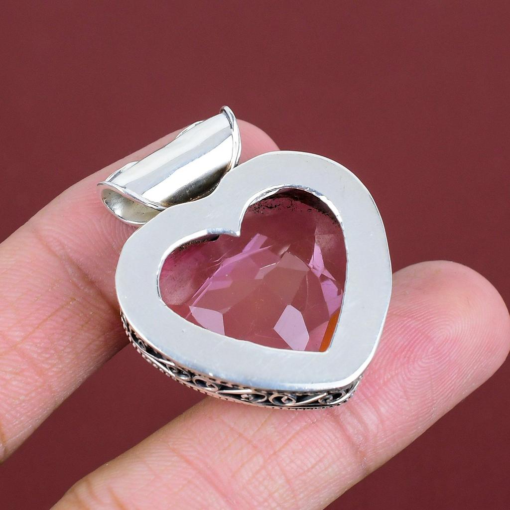 Faceted pink kunzite pendant real gemstone pendant dainty jewelry 925 sterling silver pendant handmade pendant vintage pendant gifts for her