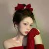 2Pcs Graceful Retro Black/Red Velvet Bow Clip Elegant Two-piece School Party Duckbill Clip For All Seasons Hair Accessories