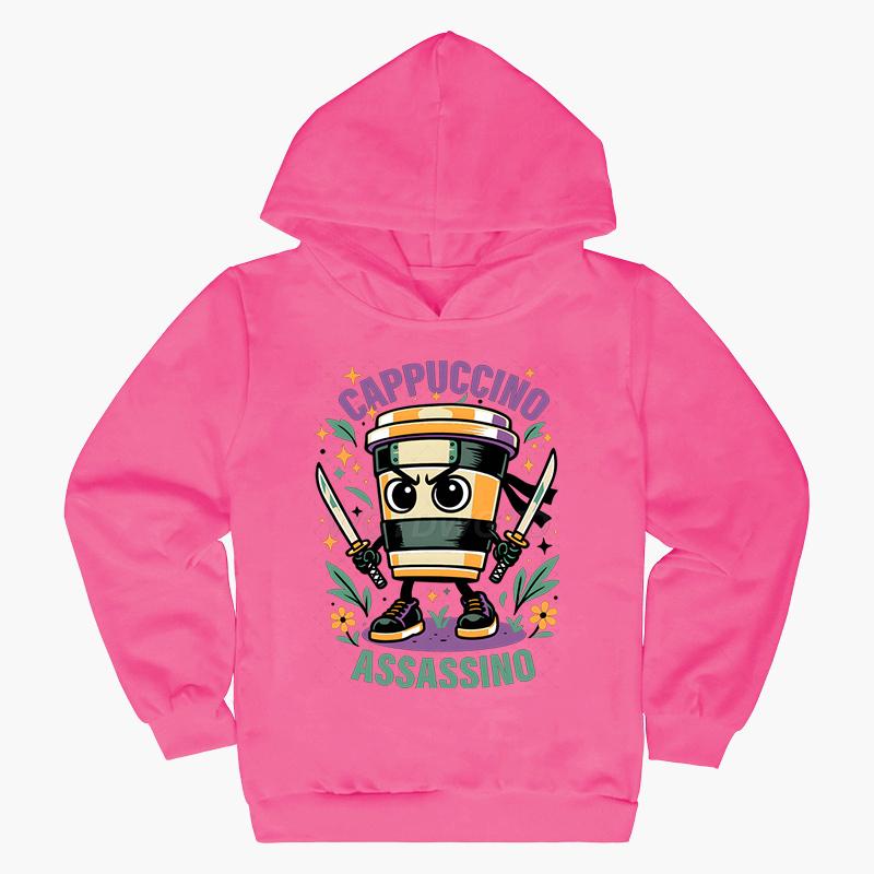 Cappuccino Assassin Kids Clothes Fashion Casual Hoodies Italian Brainrot Funny Gift for Baby Girl Boy New Sweatshirts Outfits
