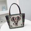 Cartoon embroidered canvas handbag women's bag casual handbag office worker small satchel