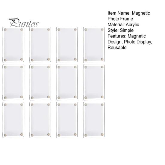 12Pcs Magnetic Photo Frame Refrigerator Magnet Double-sided Clear Acrylic Family Picture Display Frame Home Office Fridge Decoration Photo Holder