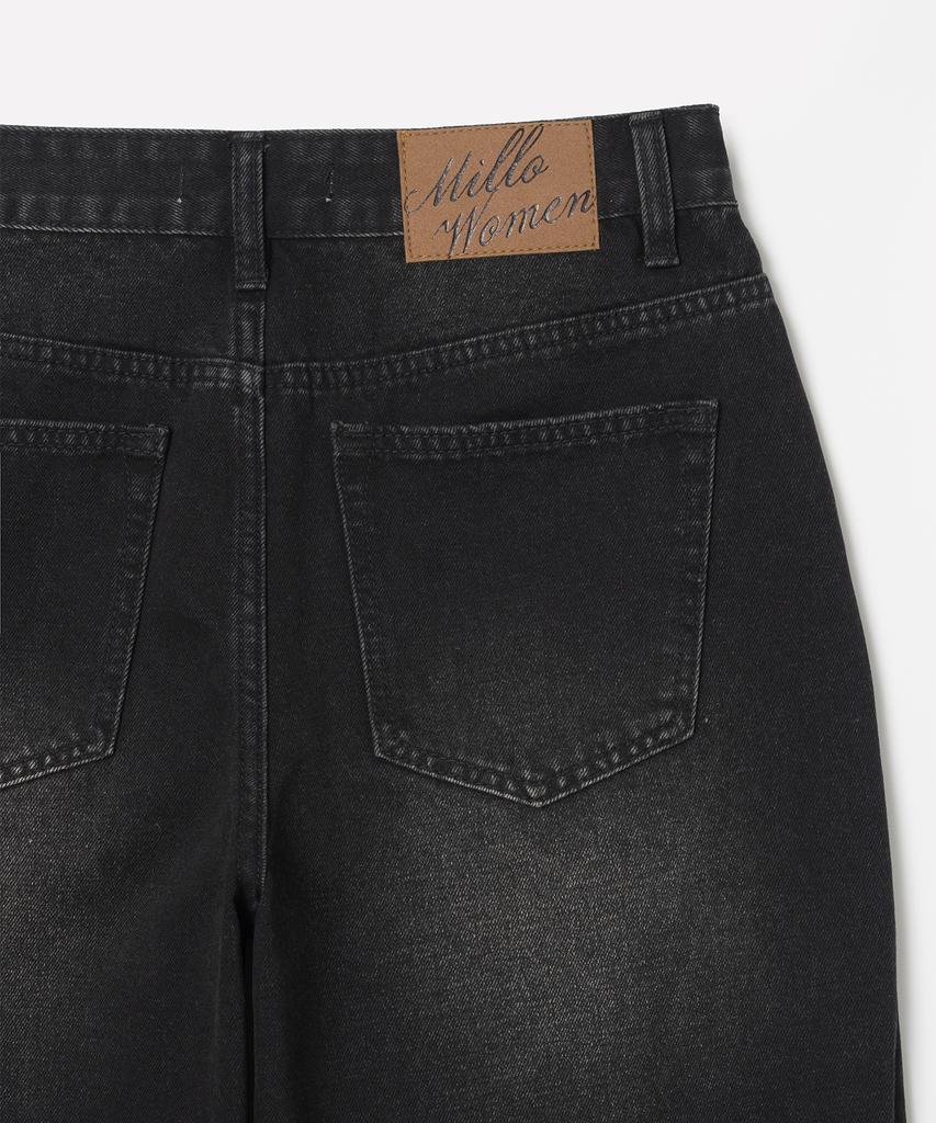 MILLO WOMEN Washed Relaxed Balloon Jeans [Denim Black]