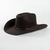 100% Wolle Woll-Cowboyhut Breiter Rand Konkave Form Western-Cowboyhut Mit Nieten Besetztes Lederband Dekorative Schnalle Breiter Rand Fedora Hut