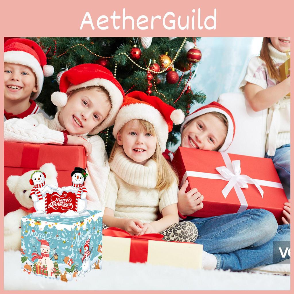 Weihnachts-Schneemann-Geschenkbox mit niedlichem blauem Design für Feiertags-Partydeko und zum Verschenken