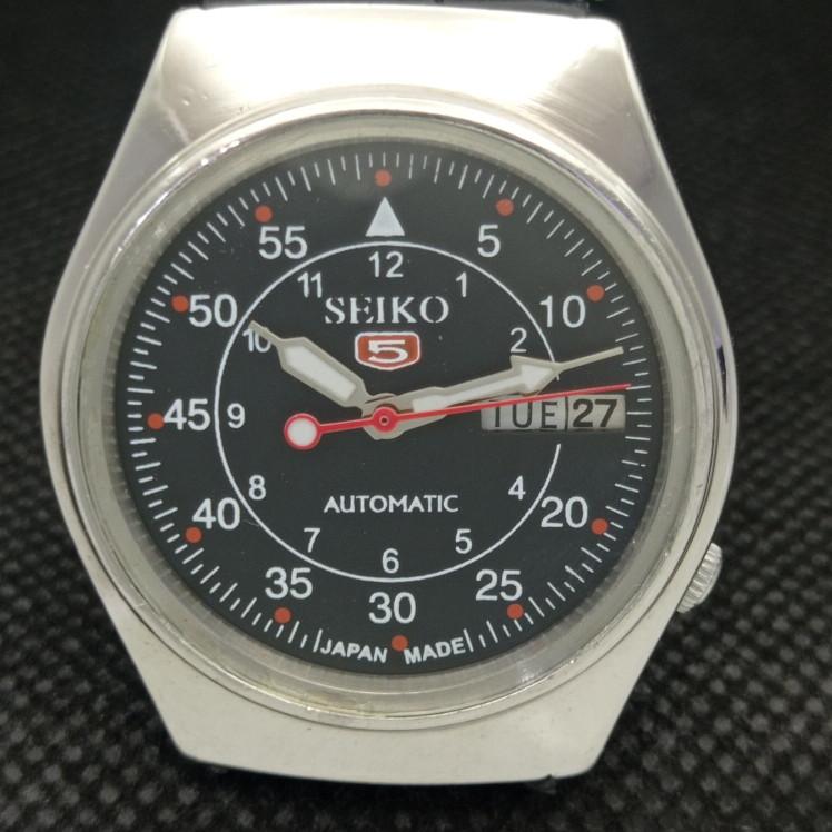 POUŽITÉ VINTAGE SEIKO 5 AUTOMATIC 6309A JAPONSKO PÁNSKÉ D/D ČERNÉ HODINKY 608i-a316819-2 SKU608i-a316819
