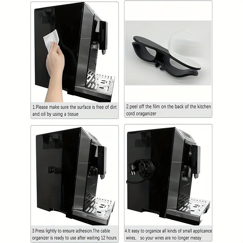 4pcs Power Cord Organizer, Wall Power Cord Wall Sticker Fixing Clip, Kitchen Storage Cord Organizer, Household Appliances and Cables Winder