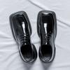 British Style Square Head Small Leather Shoes Spring New Loafers Uniform Patent Leather Shoes Men'S 36763-R