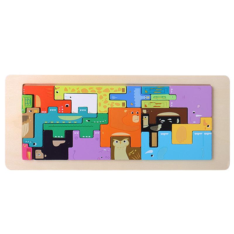 Children s Wooden Animal Traffic Tetris Puzzle - Educational Toy for Ages 3+