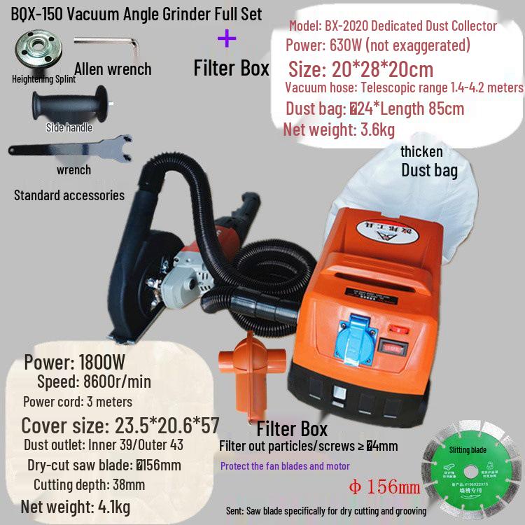 6-Inch Angle Grinder Dust Shroud for Dry Concrete Cutting and Grooving