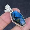 Natural Labradorite Gemstone 925 Sterling Silver Jewelry Pendant 1.69" p4P02