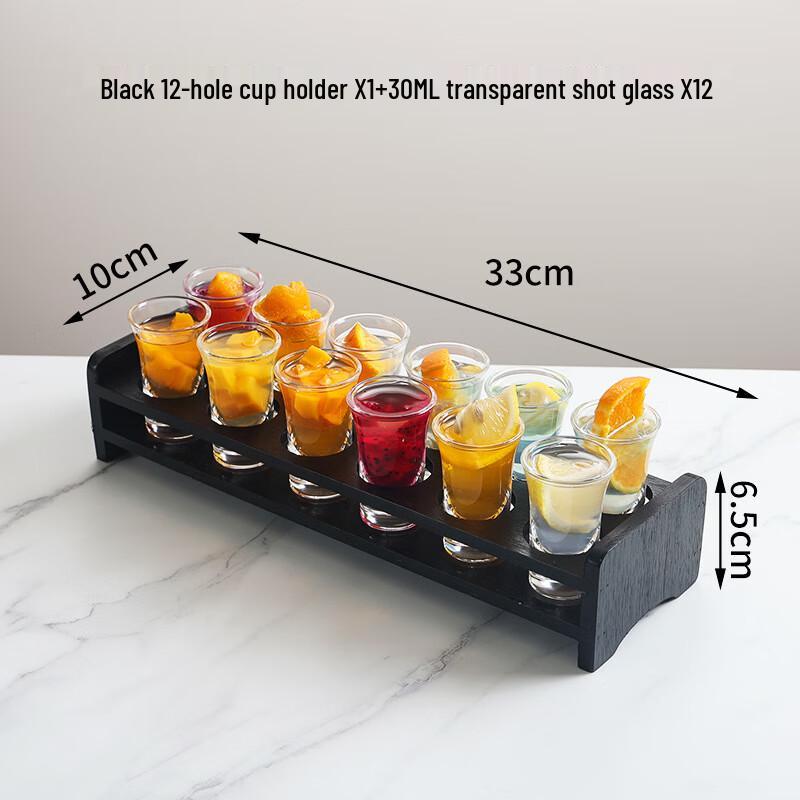 Bullet Shot Glass Set with Bamboo Rack Set of 12 x 30ML Cups