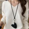 Mini-Liebesherz PU-Leder Hängender Anhänger Niedliche Katzenhalskette Mode-Fotorahmen-Halter Lange Pulloverketten-Accessoires Damen Herren
