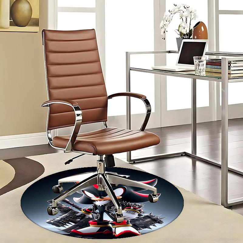 

1pc Shadow the Hedgehog Anime Design Round Carpet - Office Chair Mat, Non-Slip Rug for Home Decor 80cm