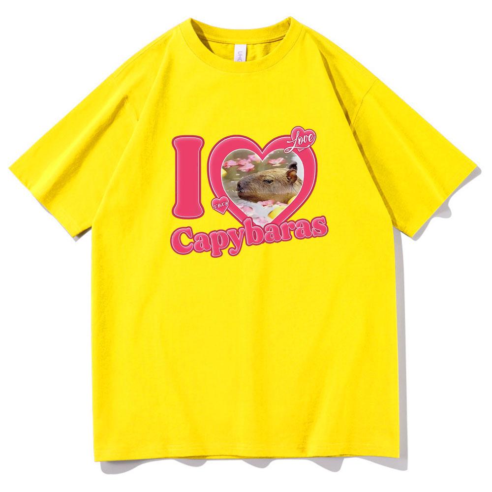 I Love Capybaras Print Men Women Fashion Casual Loose Tshirts Crew Neck Hip Hop Man Funny Tshirt Male Tee Shirt Male Streetwear