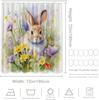 Watercolor Rabbit And Flowers Pattern Waterproof Shower Curtain 180X200Cm - Spring Floral Print Bath Curtain For Home Decor
