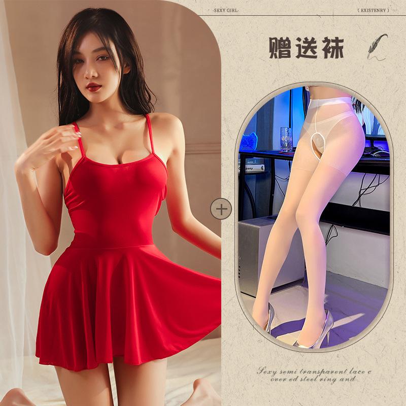 Sexy Perspective Sex Nightgown Cute Little Woman Pure Desire Suspender Pajamas Backless Temptation Sex Pajamas Super Large Size