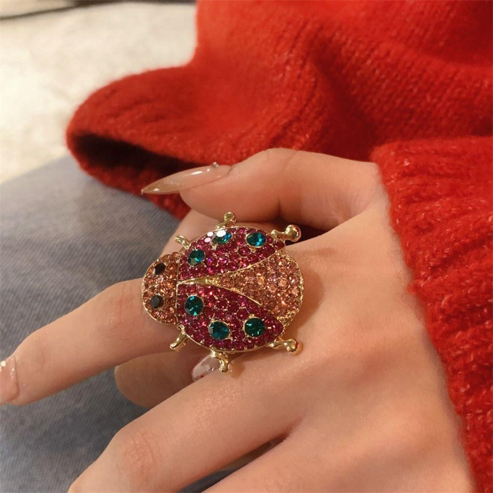Strawberry Drip Oil Ring Cherry Fruit Enamel Ring Fashion Design Painting Ring  Women