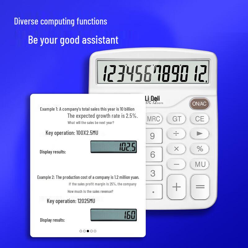 Deli TE837C Dual Power Desktop Calculator