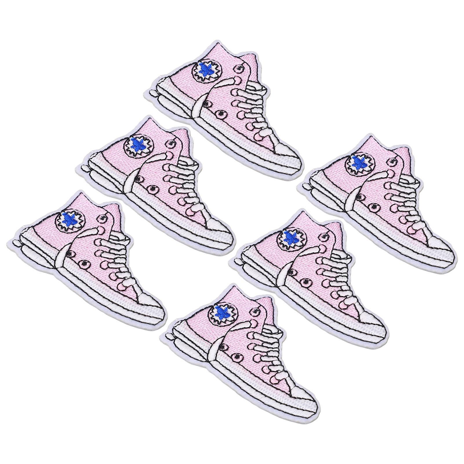 6pcs Patches Shoe Pattern DIY Making Cotton Material Removable 4.3x7.1cm 1.7x2.8in Embroidered Patch for Household