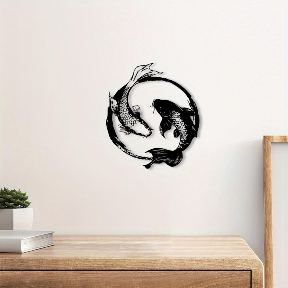 Vintage Metal Koi Fish Wall Art Sculpture Iron Mural Garden Outdoor Decor