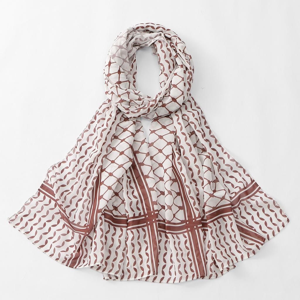 Arab Chiffon Scarf Women Muslim Hijab Islamic Scarves Shawl Printed Arab Long Prayer Scarf Breathable Uae Plaid Long Scarf