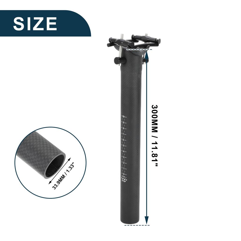 TUCKBOLD Lightweight Bicycle Seatpost, Bicycle Saddle Post, Seat Tube, Matte Black, 33.9x300mm, Carbon Fiber, 1 Piece