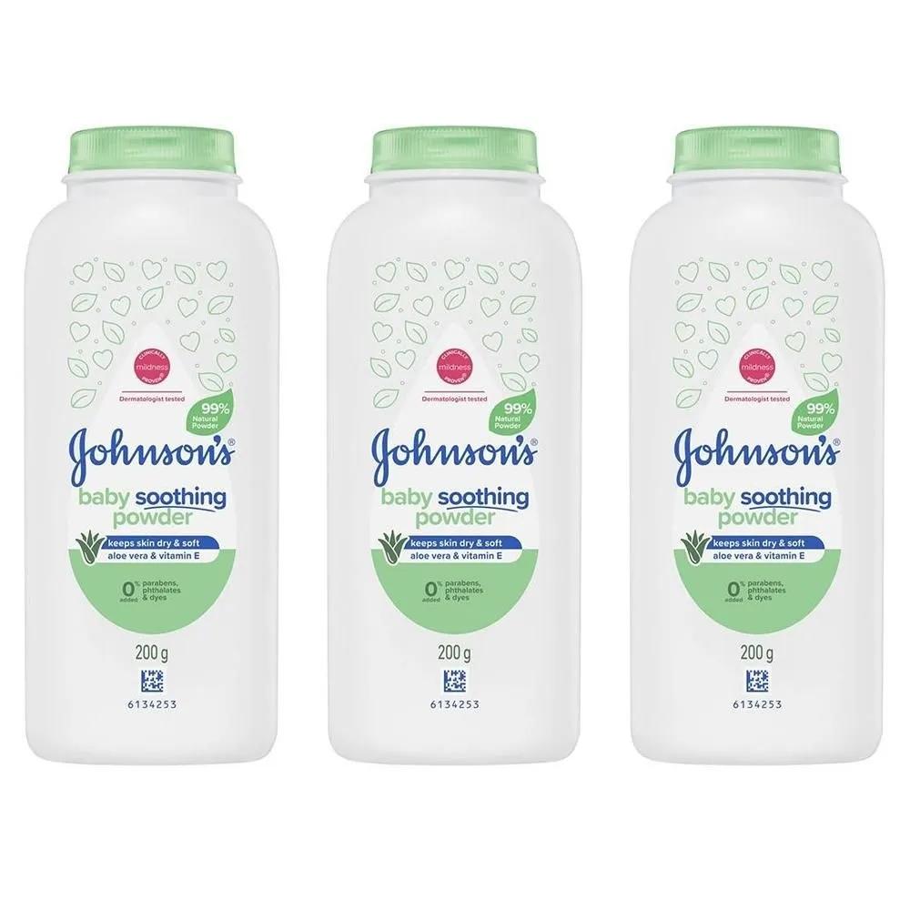 Детская присыпка Johnson s с алоэ и витамином Е, классический аромат, 200 г, 3 шт.