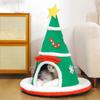 Covered Cat Bed Christmas Tree Removable Pad Large Cat Cave Bed Puppy House for Puppy Kitten Pet Indoor Home Decor Bedroom