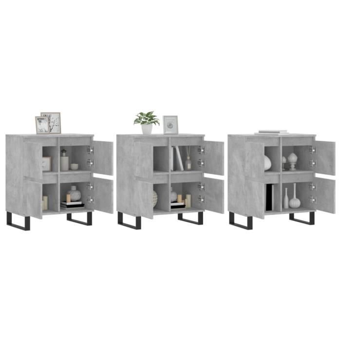 VidaXL Buffets 3 Pcs Concrete Grey Engineered Wood 3190209