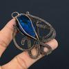 Natural Octopus Blue Labradorite Gemstone Copper Wire Wrap Pendant 3.07" U4H29