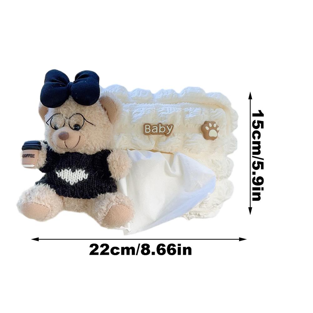 Car Bear Plush Tissue Box Animals Car Seatback Napkin Supplies Car Animals Bear Facial Tissue Container for Car Home Rvs Trucks