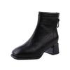 Square head thick heel short boots women's high heel Martin boots 2026 autumn and winter new rear zipper temperament elastic thin fashion boots