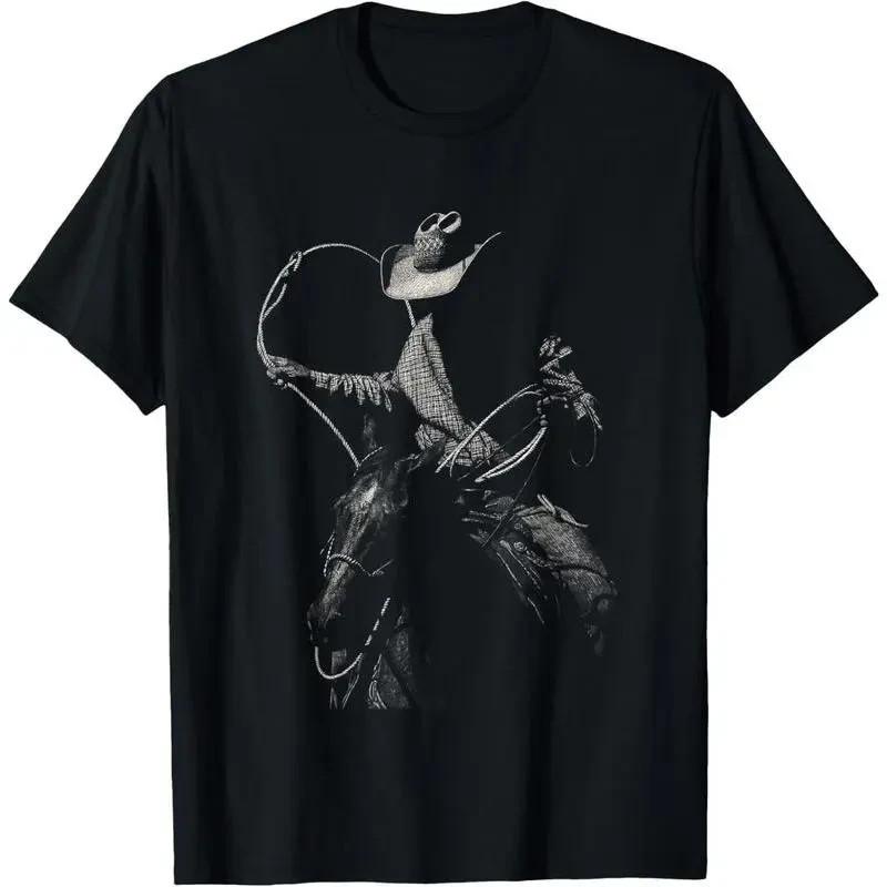 100% cotton Rodeo Cowboy Dark Western Horse Art Unisex T-Shirt XL