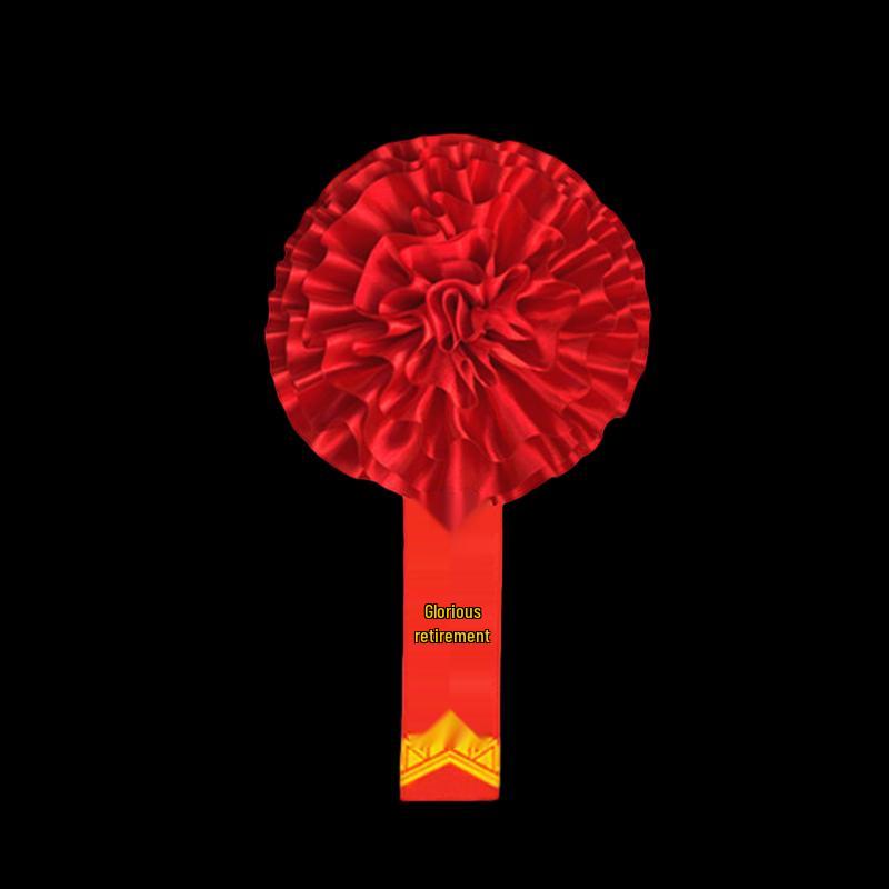 Red Satin Commendation Flower Brooch Set 10 Pack